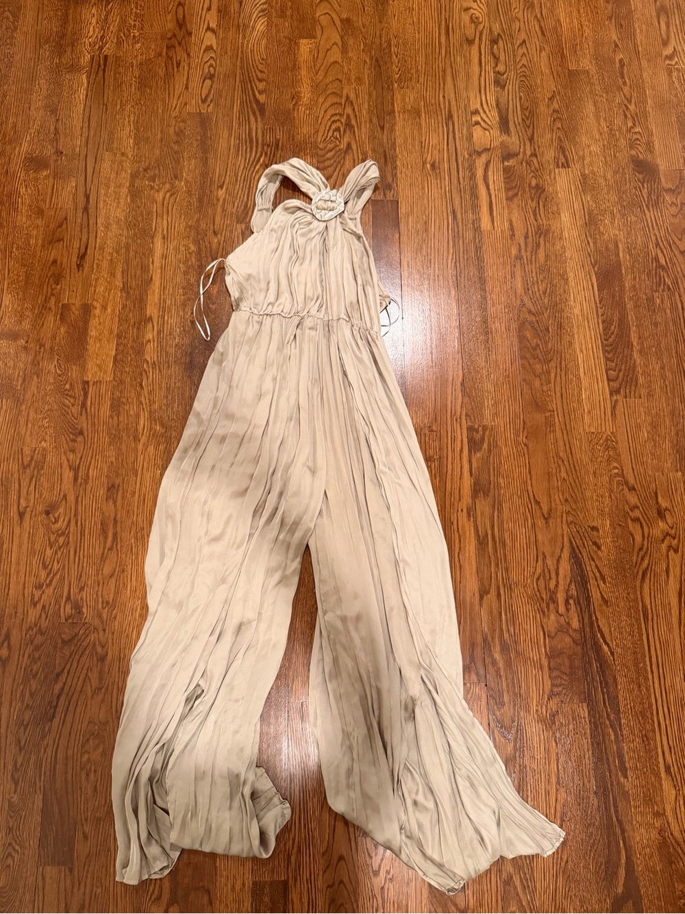Zara Cream Wide-Leg Jumpsuit with Halter Neck